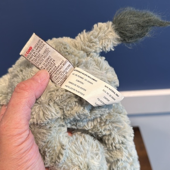 Gund Cozys Gray 11" Elephant Plush Stuffed Animal Floppy Extra Soft Bean Feet - Picture 8 of 8